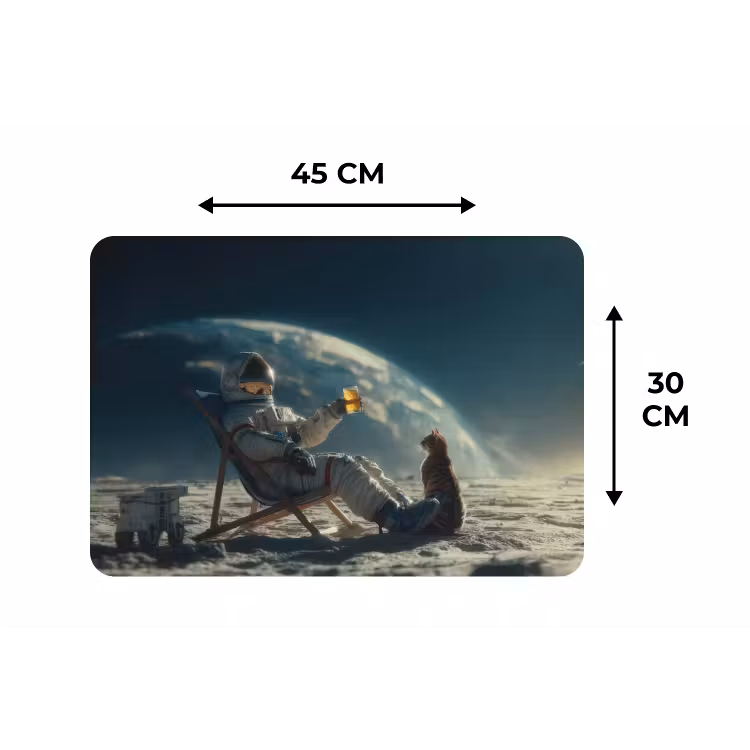Astronaut - Kat - Glas - Stoel Placemat vinyl groot -specs