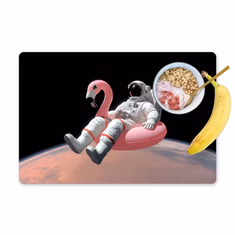 Astronaut - Flamingo - Zwemband - Roze Placemat vinyl groot -zzzproduct_Kitchenyeah-website
