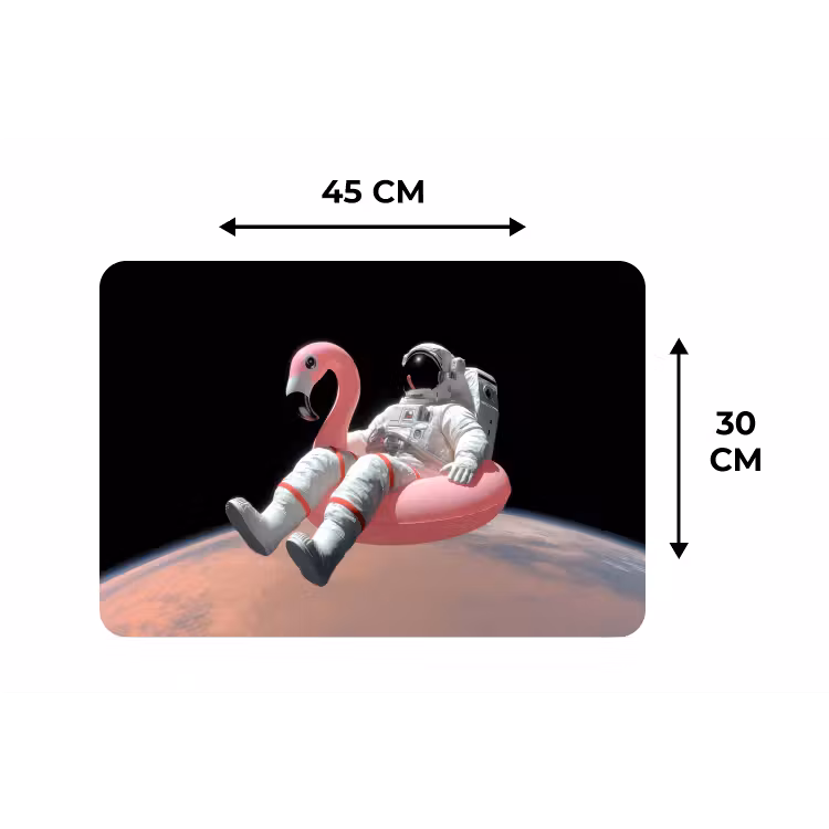Astronaut - Flamingo - Zwemband - Roze Placemat vinyl groot -specs