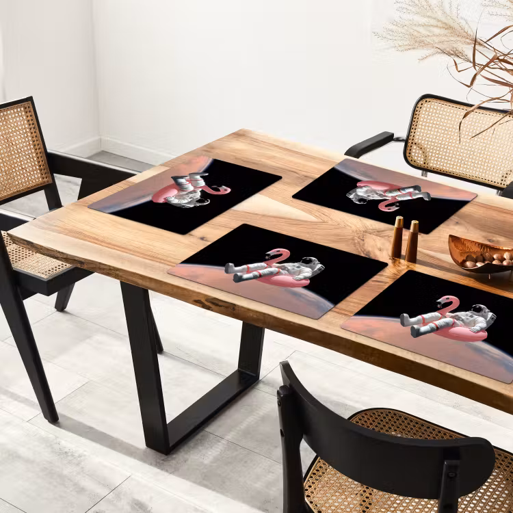 Astronaut - Flamingo - Zwemband - Roze Placemat vinyl groot -zzsfeer4_Kitchenyeah-website