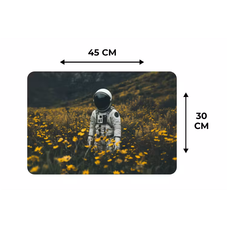 Astronaut - Bloemen - Veld - Geel Placemat vinyl groot -specs