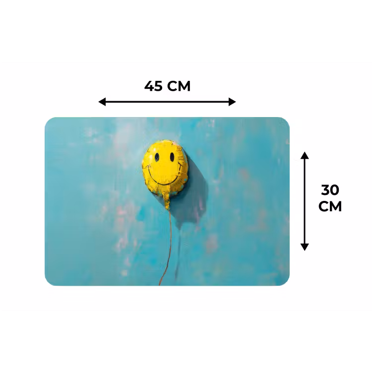 Ballon - Geel - Smiley Placemat vinyl groot -specs