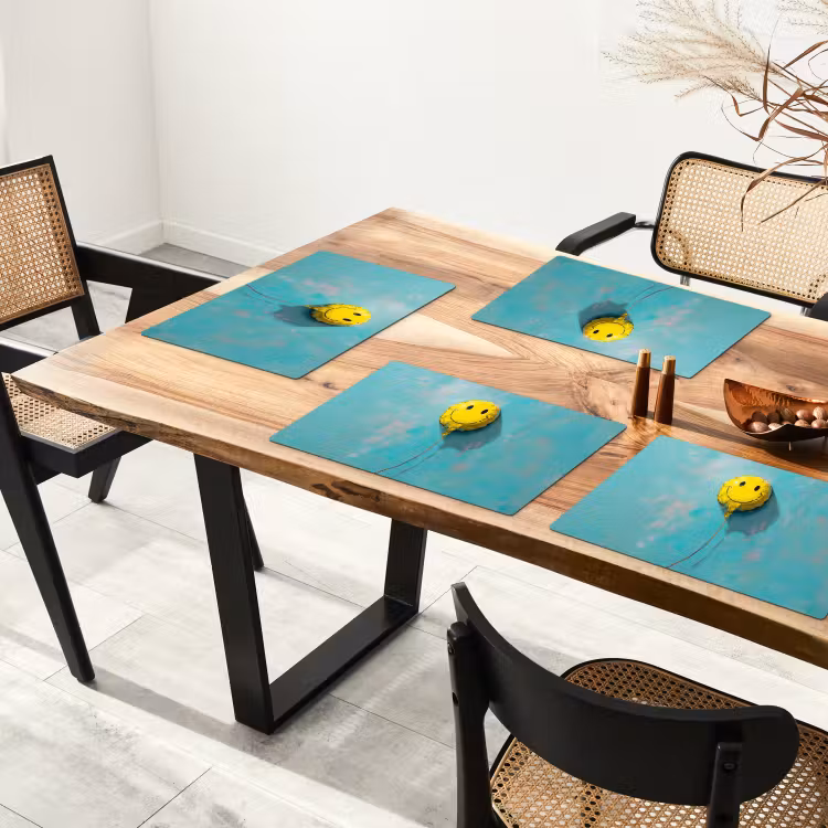 Ballon - Geel - Smiley Placemat vinyl groot -zzsfeer4_Kitchenyeah-website