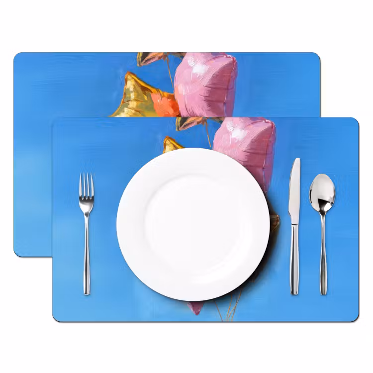 Ballonnen - Goud - Stervorm - Roze Placemat vinyl groot -zzsfeer2_Kitchenyeah-website