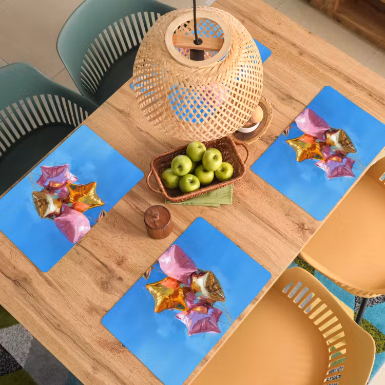 Ballonnen - Goud - Stervorm - Roze Placemat vinyl groot -zzsfeer5_Kitchenyeah-website