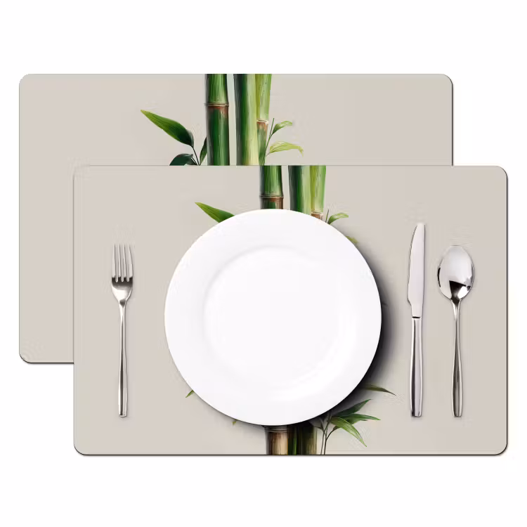 Bamboestengels - Sierlijk - Groen Placemat vinyl groot -zzsfeer2_Kitchenyeah-website