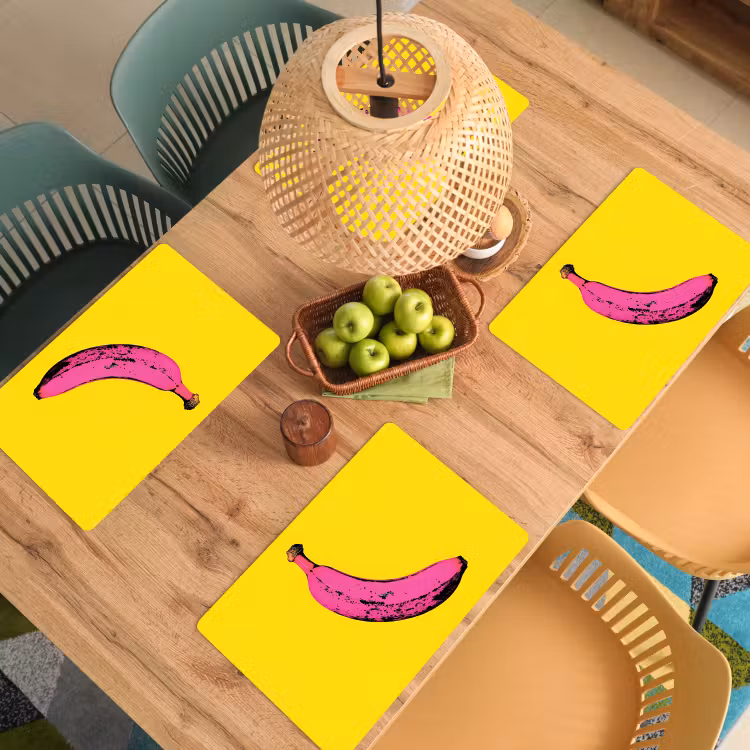 Banaan - Grafisch - Geel Placemat vinyl groot -zzsfeer5_Kitchenyeah-website