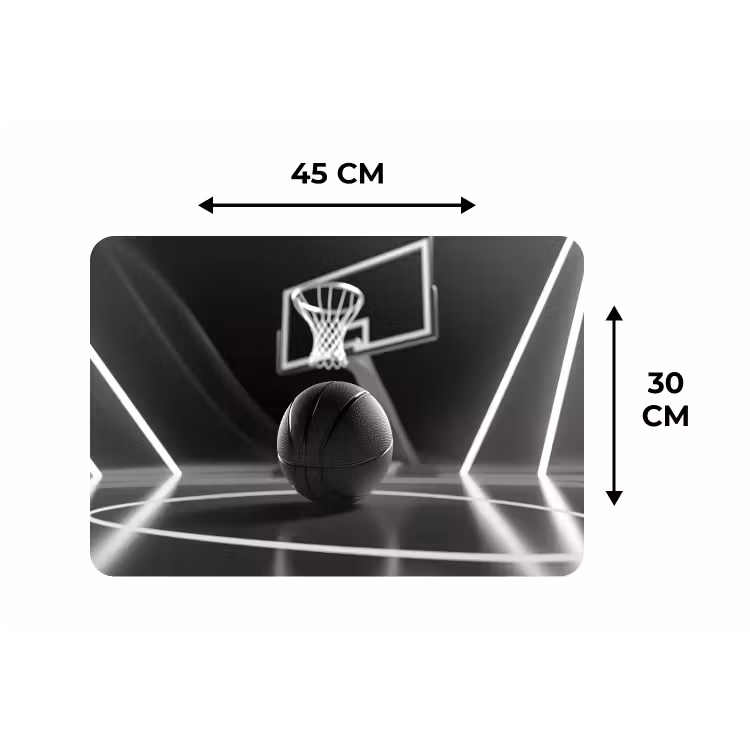 Basketbal - Basketbalveld - Lichtlijnen Placemat vinyl groot -specs