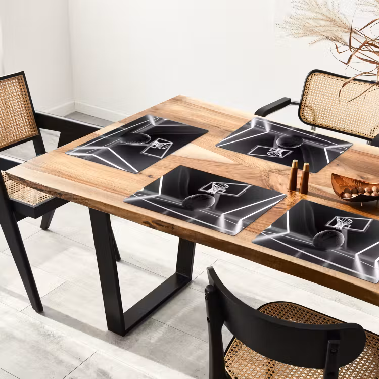 Basketbal - Basketbalveld - Lichtlijnen Placemat vinyl groot -zzsfeer4_Kitchenyeah-website