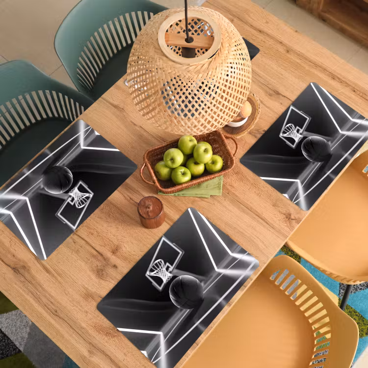 Basketbal - Basketbalveld - Lichtlijnen Placemat vinyl groot -zzsfeer5_Kitchenyeah-website