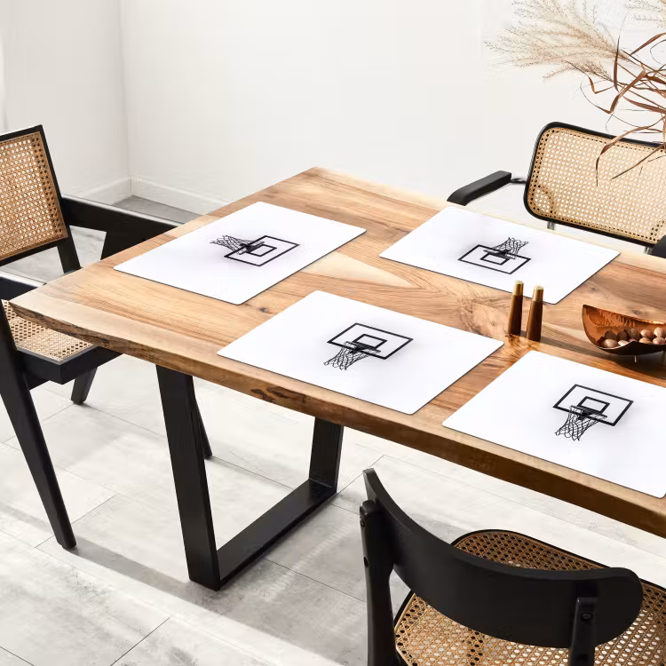 Basketbalbord - Minimalistisch - Zwart Placemat vinyl groot -zzsfeer4_Kitchenyeah-website