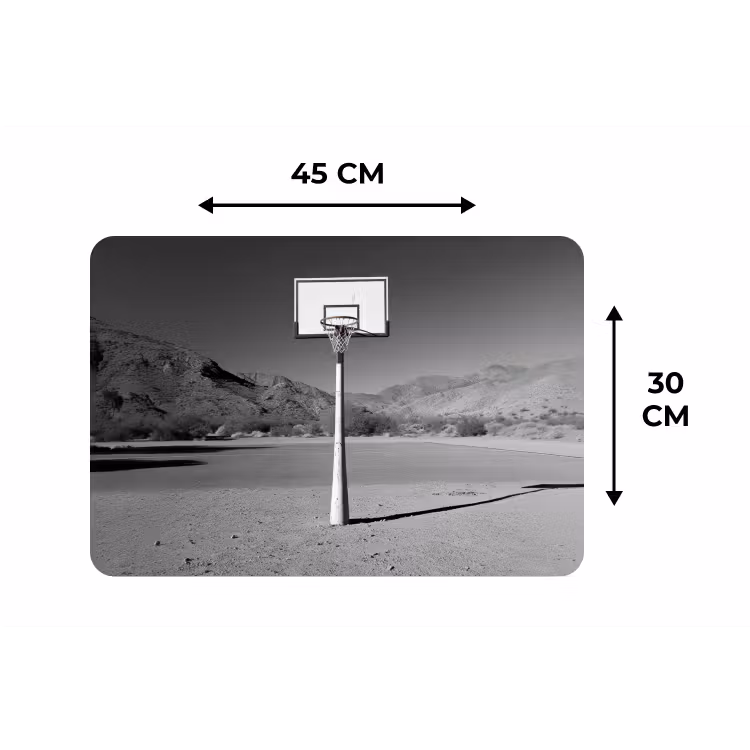 Basketbalpaal - Landschap - Zand - Wit Placemat vinyl groot -specs