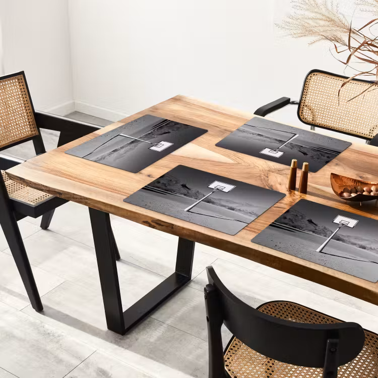 Basketbalpaal - Landschap - Zand - Wit Placemat vinyl groot -zzsfeer4_Kitchenyeah-website