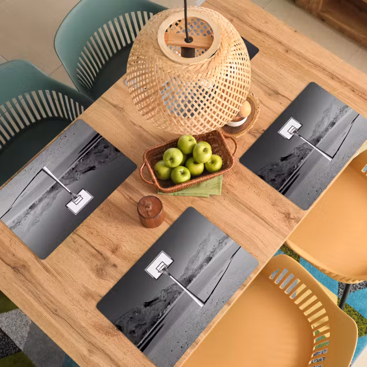 Basketbalpaal - Landschap - Zand - Wit Placemat vinyl groot -zzsfeer5_Kitchenyeah-website