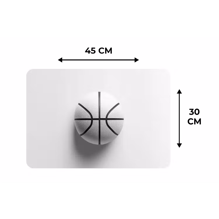 Basketbal - Wit - Schaduw - Lijnen Placemat vinyl groot -specs