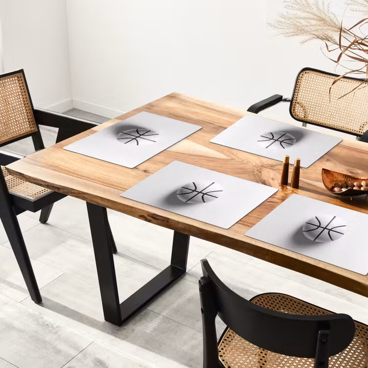 Basketbal - Wit - Schaduw - Lijnen Placemat vinyl groot -zzsfeer4_Kitchenyeah-website