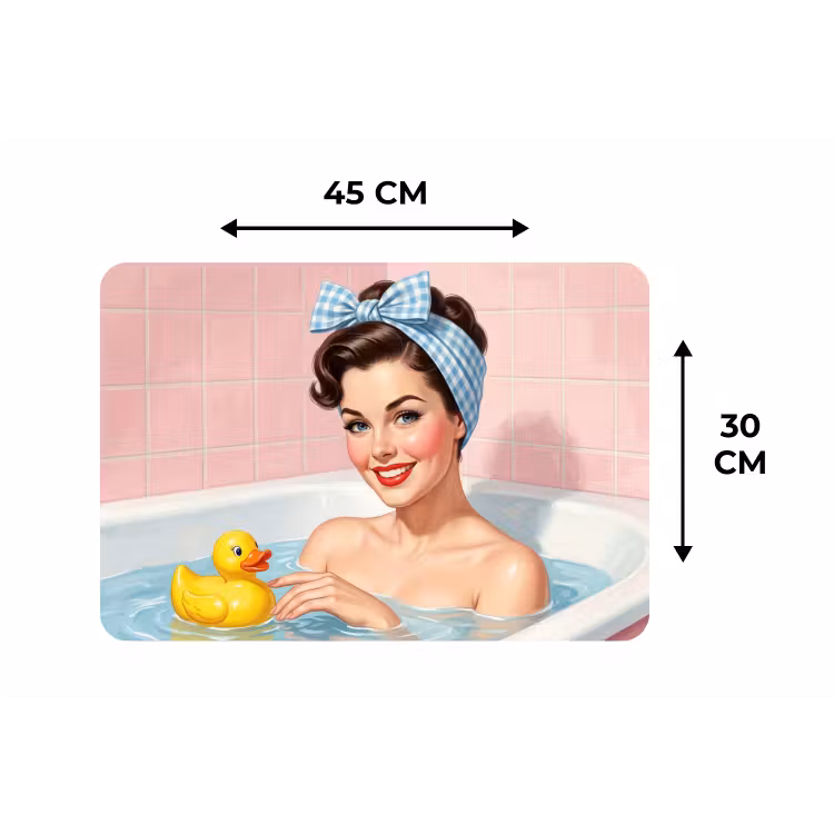 Badkamer - Eend - Blauw Placemat vinyl groot -specs