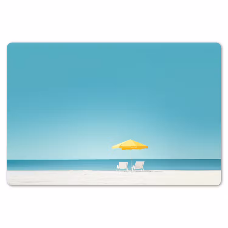 Strand - Blauwe lucht - Geel - Parasol Placemat vinyl groot -zzsfeer1_Kitchenyeah-website