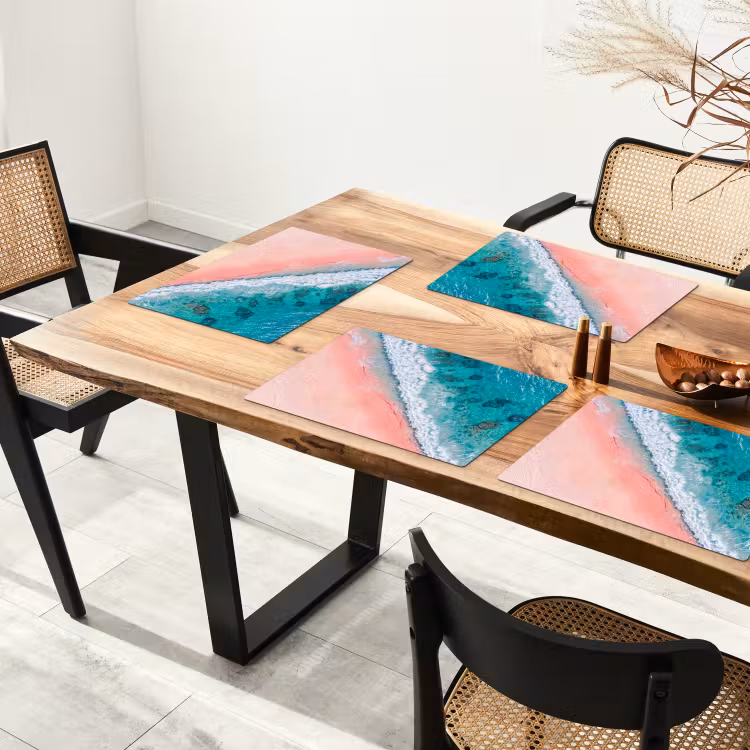 Strand - Oceaan - Golven - Roze Zand - Natuur Placemat vinyl groot -zzsfeer4_Kitchenyeah-website
