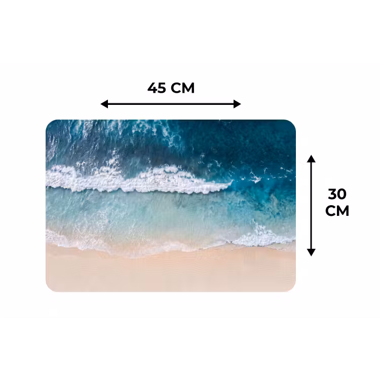 Strand - Zee - Golven - Natuur - Blauw Placemat vinyl groot -specs