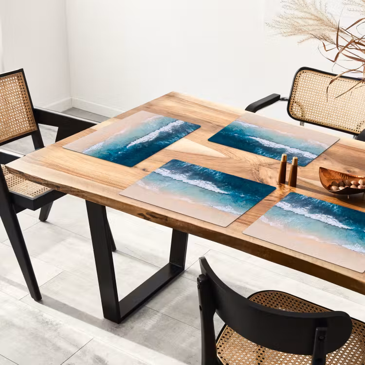 Strand - Zee - Golven - Natuur - Blauw Placemat vinyl groot -zzsfeer4_Kitchenyeah-website