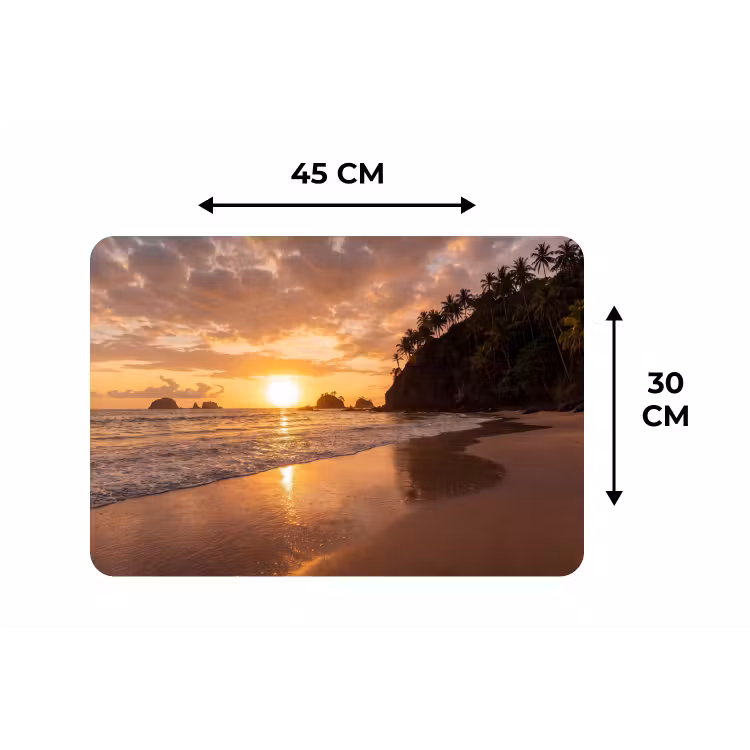 Strand - Zonsondergang - Natuur - Tropisch - Oranje Placemat vinyl groot -specs