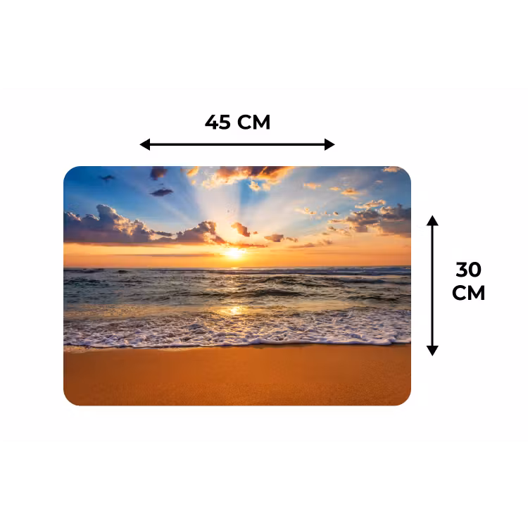 Strand - Zonsondergang - Zee - Wolken - Horizon Placemat vinyl groot -specs