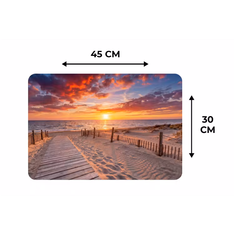 Strand - Zonsondergang - Zee - Natuur - Oranje Placemat vinyl groot -specs