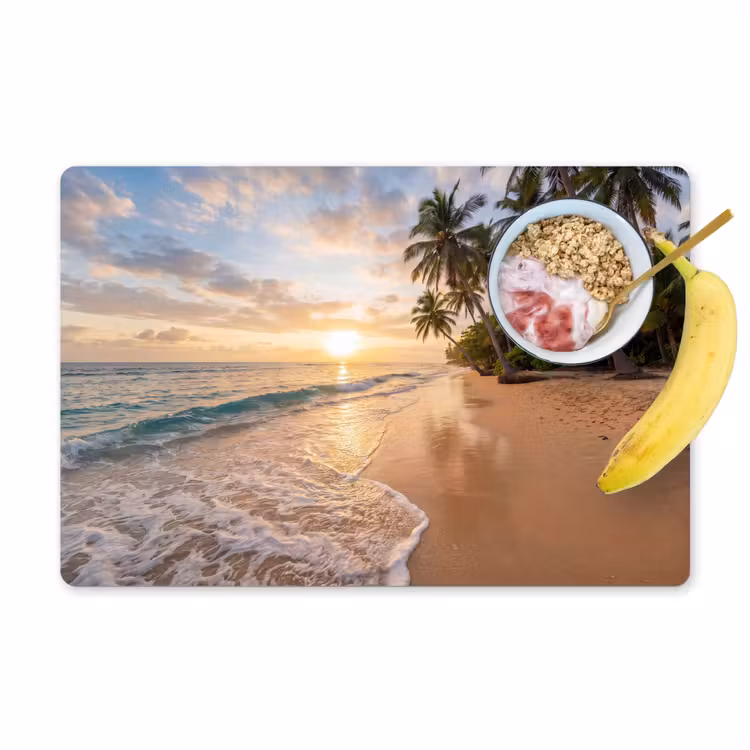 Strand - Zonsondergang - Tropisch - Natuur - Goud Placemat vinyl groot -zzzproduct_Kitchenyeah-website