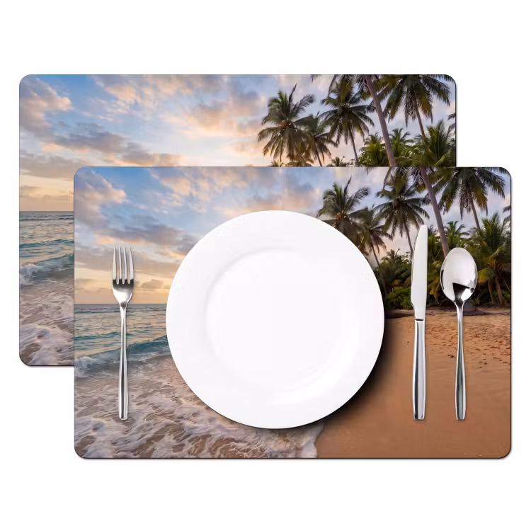 Strand - Zonsondergang - Tropisch - Natuur - Goud Placemat vinyl groot -zzsfeer2_Kitchenyeah-website