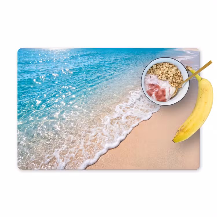 Strand - Water - Natuur - Blauw - Beige Placemat vinyl groot -zzzproduct_Kitchenyeah-website