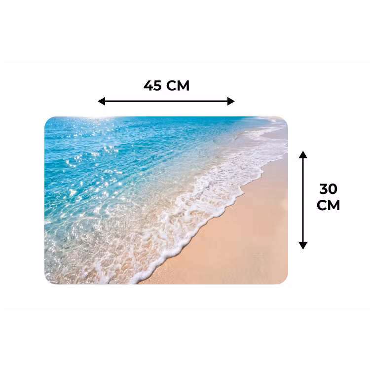 Strand - Water - Natuur - Blauw - Beige Placemat vinyl groot -specs