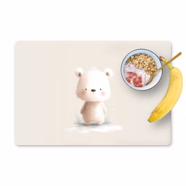 Beertje - Sneeuwvlokje - Wit - Pluizig Placemat vinyl groot -zzzproduct_Kitchenyeah-website
