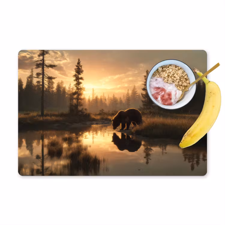 Beer - water - Bos - Ochtendlicht Placemat vinyl groot -zzzproduct_Kitchenyeah-website