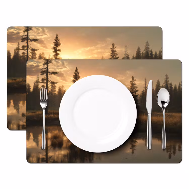 Beer - water - Bos - Ochtendlicht Placemat vinyl groot -zzsfeer2_Kitchenyeah-website