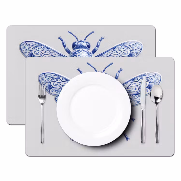 Bij - Modern - Delfts - Blauw Placemat vinyl groot -zzsfeer2_Kitchenyeah-website