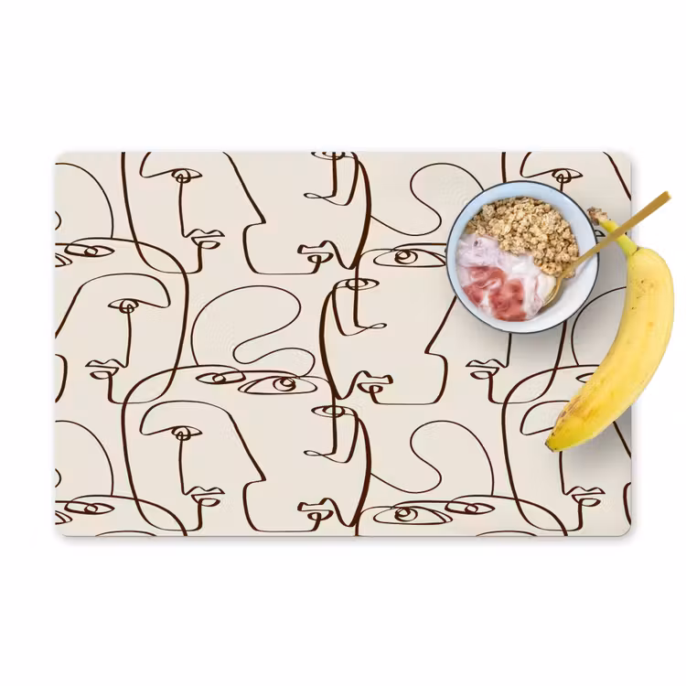 Beige - Gezicht - Lijnen - Bruin Placemat vinyl groot 368 -zzzproduct_Kitchenyeah-website
