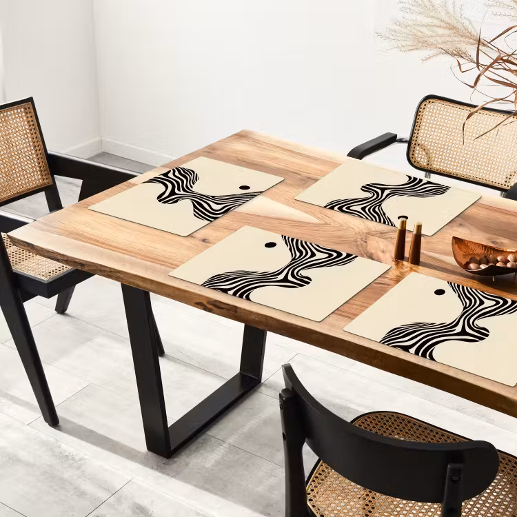 Beige - Lijnen - Golvend - Abstract Placemat vinyl groot -zzsfeer4_Kitchenyeah-website