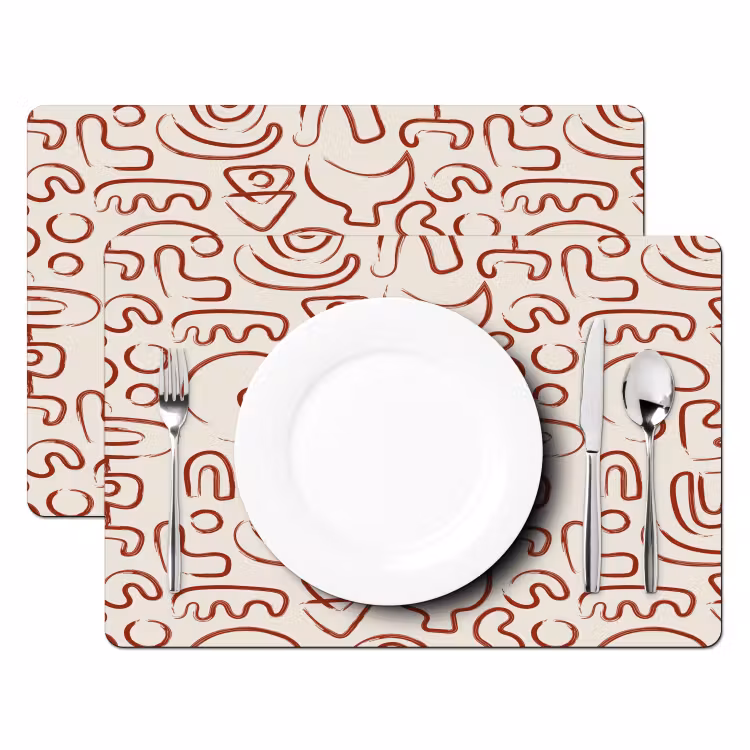 Beige - Vormen - Rood - Patroon Placemat vinyl groot 368 -zzsfeer2_Kitchenyeah-website