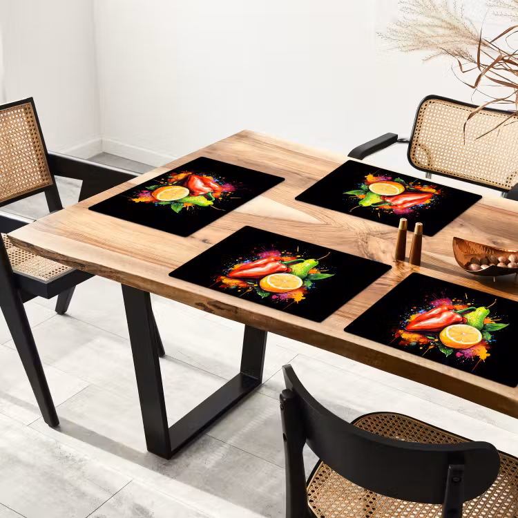 Paprika - Peer - Citroen - Graffiti - Verf - Abstract Placemat vinyl groot -zzsfeer4_Kitchenyeah-website
