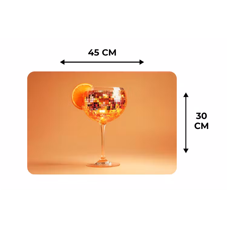 Drank - Oranje - Glitter - Disco Placemat vinyl groot -specs