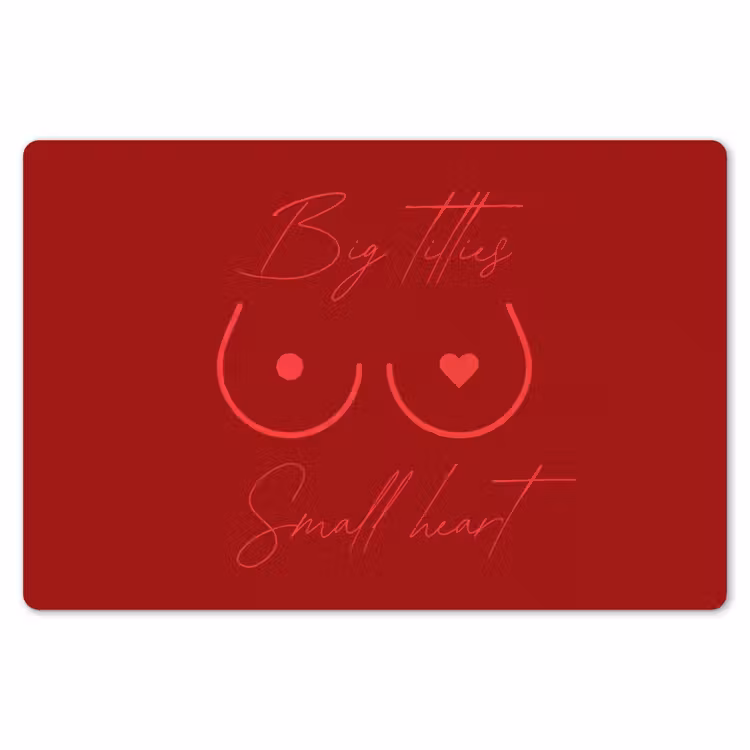 Big titties small heart - Rood - Hart Placemat vinyl groot -zzsfeer1_Kitchenyeah-website