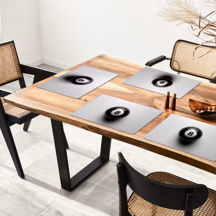 Biljartbal - Getal - Acht - Wit Placemat vinyl groot -zzsfeer4_Kitchenyeah-website