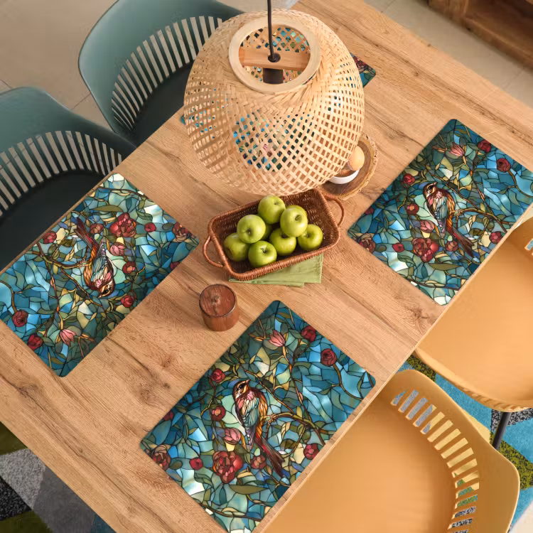 Vogel - Tak - Rozen - Mozaïek Placemat vinyl groot -zzsfeer5_Kitchenyeah-website