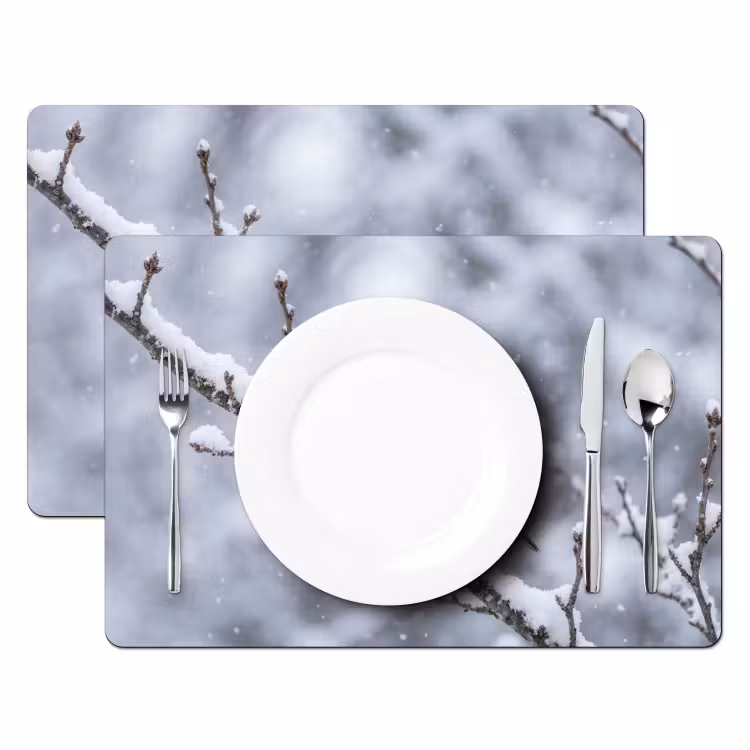 Vogel - Tak - Sneeuw - Winter Placemat vinyl groot -zzsfeer2_Kitchenyeah-website