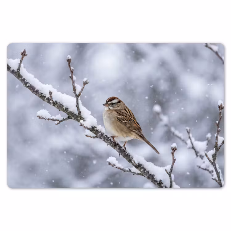 Vogel - Tak - Sneeuw - Winter Placemat vinyl groot -zzsfeer1_Kitchenyeah-website