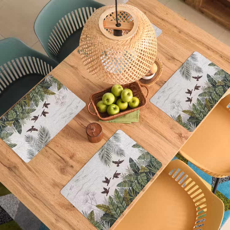 Vogel - Vliegend - Tropisch - Mozaïek - Groen Placemat vinyl groot -zzsfeer5_Kitchenyeah-website