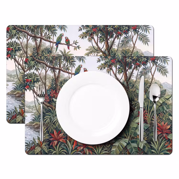 Vogel - Jungle - Natuur - Mozaïek - Groen Placemat vinyl groot -zzsfeer2_Kitchenyeah-website