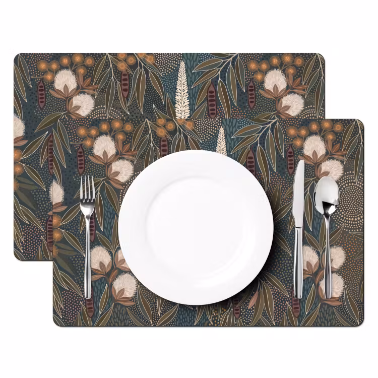 Vogel - Bladeren - Natuur - Illustratie - Groen Placemat vinyl groot -zzsfeer2_Kitchenyeah-website