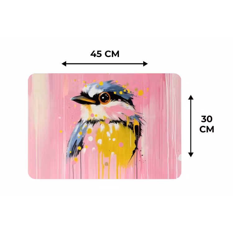 Vogel - Roze - Geel - Blauw Placemat vinyl groot -specs